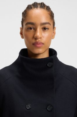 Double-breasted coat in virgin wool and cashmere, Dark Blue