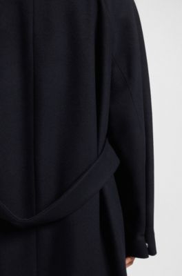 Double-breasted coat in virgin wool and cashmere, Dark Blue