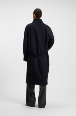 Double-breasted mantel van scheerwol en kasjmier, Donkerblauw