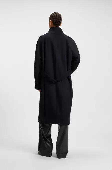 Manteau croisé en laine vierge et cachemire