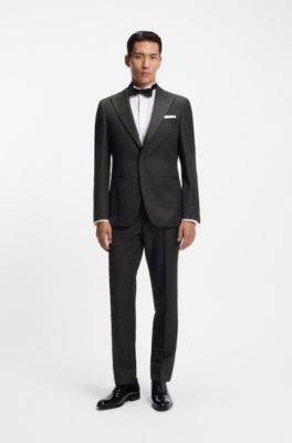 Two-piece slim-fit tuxedo suit blended with silk, Black