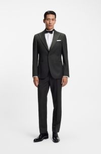 Two-piece slim-fit tuxedo suit blended with silk, Black