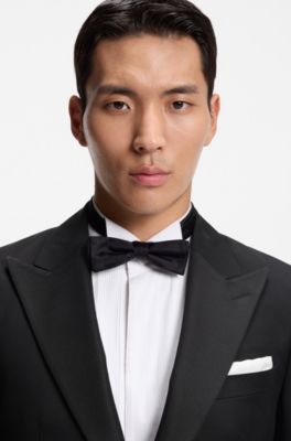 Two-piece slim-fit tuxedo suit blended with silk, Black