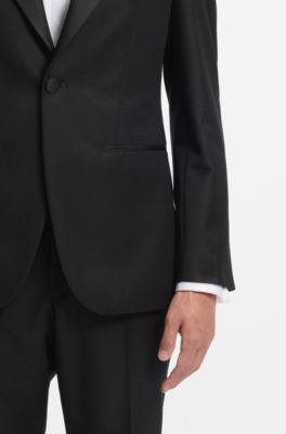 Two-piece slim-fit tuxedo suit blended with silk, Black