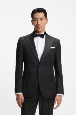 Two-piece slim-fit tuxedo suit blended with silk, Black