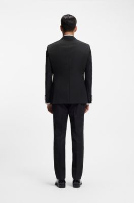 Two-piece slim-fit tuxedo suit blended with silk, Black