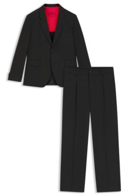 Two-piece modern-fit suit in stretch twill, Black