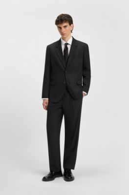 Modern-Fit Anzug im Stretch-Twill, zweiteilig, Schwarz