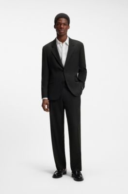 Two-piece modern-fit suit in stretch twill, Black