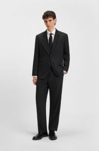 Two-piece modern-fit suit in stretch twill, Nero