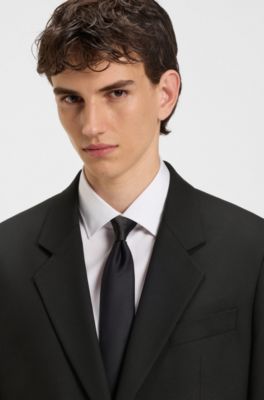 Two-piece modern-fit suit in stretch twill, Black