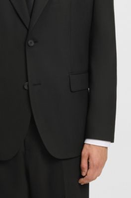 Two-piece modern-fit suit in stretch twill, Black