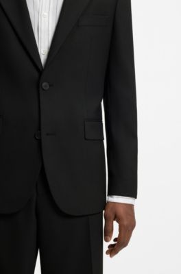 Two-piece modern-fit suit in stretch twill, Black