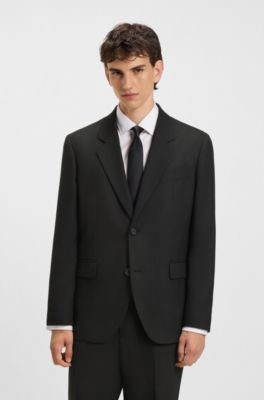 Tweedelig modern-fit pak van stretchtwill, Zwart