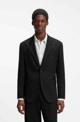Two-piece modern-fit suit in stretch twill, Black
