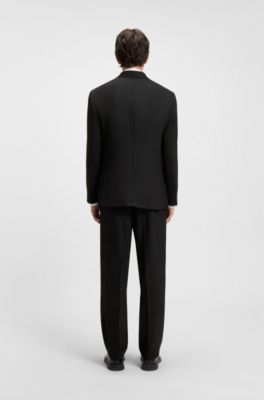 Tweedelig modern-fit pak van stretchtwill, Zwart