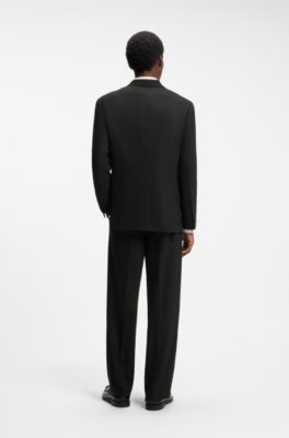 Two-piece modern-fit suit in stretch twill, Black