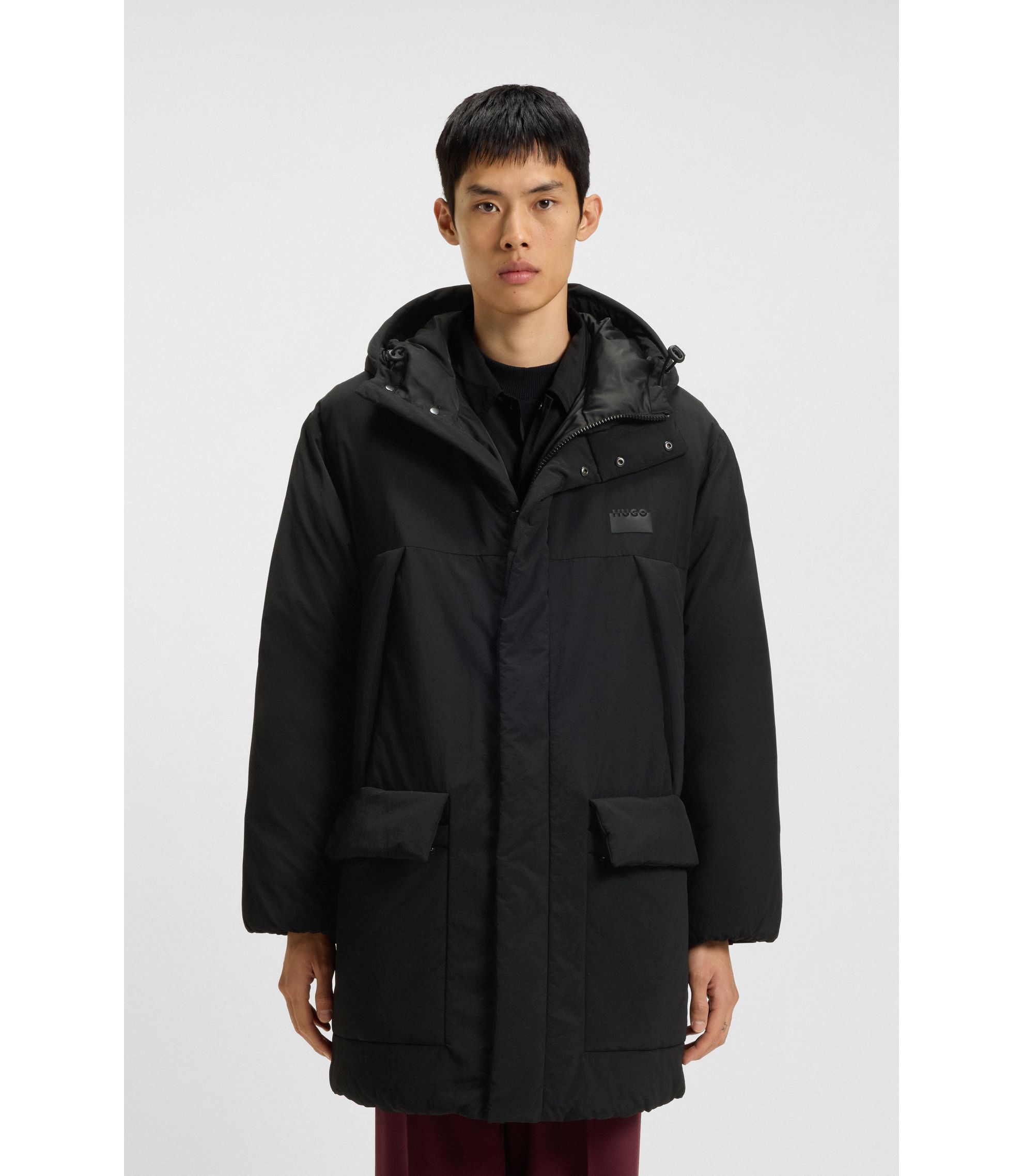 Wasserabweisender Steppmantel mit Kapuze und Split-Logo