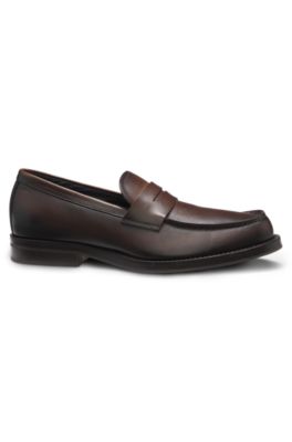 Dressletic loafers in leather with penny trim, Dark Brown