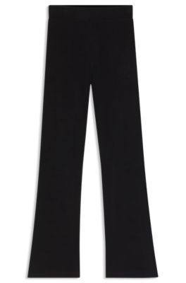 Slim-fit trousers in cotton-blend velvet, Black