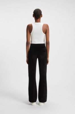 Slim-fit trousers in cotton-blend velvet, Black