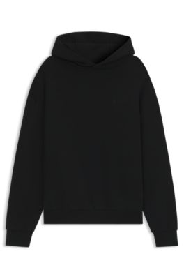 Cotton-terry hoodie with artwork, Black