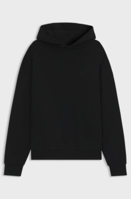 Cotton-terry hoodie with artwork, Black