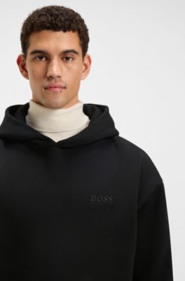 Cotton-terry hoodie with artwork, Black