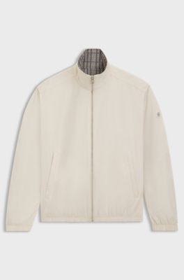 Water-repellent reversible jacket with check pattern, Natural