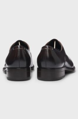 Derby shoes in burnished leather, Dark Brown