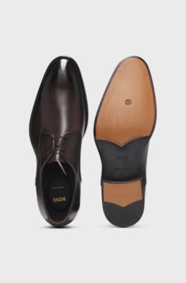 Derby shoes in burnished leather, Dark Brown