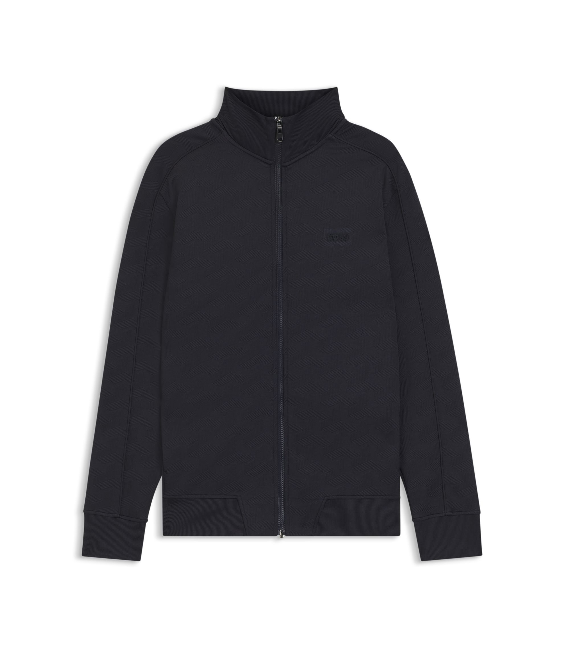 BOSS - Regular-fit zip-up sweatshirt with quilted jacquard - Dark Blue