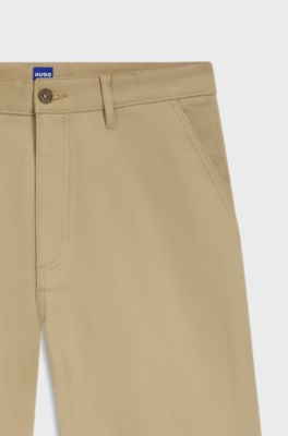 Baggy-Fit Hose aus Stretch-Baumwoll-Canvas, Beige