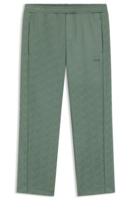 Regular-fit tracksuit bottoms with quilted jacquard, Light Green