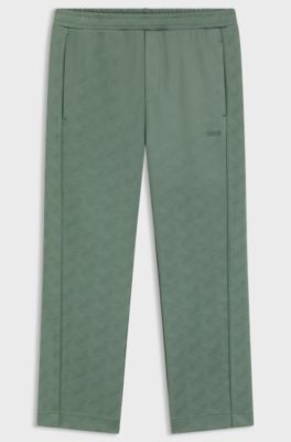 Regular-fit tracksuit bottoms with quilted jacquard, Light Green