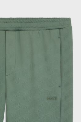 Regular-fit tracksuit bottoms with quilted jacquard, Light Green