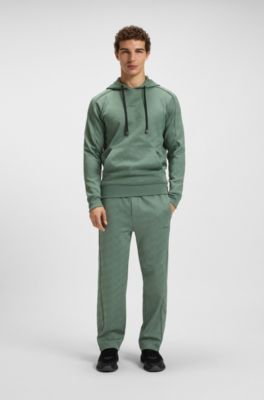 Regular-fit tracksuit bottoms with quilted jacquard, Light Green