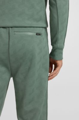 Regular-fit tracksuit bottoms with quilted jacquard, Light Green