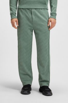 Regular-fit tracksuit bottoms with quilted jacquard, Light Green