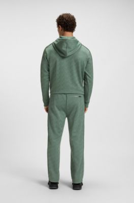 Regular-fit tracksuit bottoms with quilted jacquard, Light Green