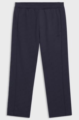 Regular-fit tracksuit bottoms with quilted jacquard, Dark Blue