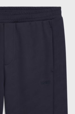 Regular-fit tracksuit bottoms with quilted jacquard, Dark Blue