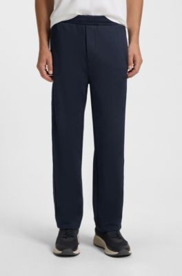 Regular-fit tracksuit bottoms with quilted jacquard, Dark Blue