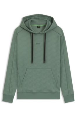 BOSS - Regular-fit hoodie with quilted jacquard - Light Green