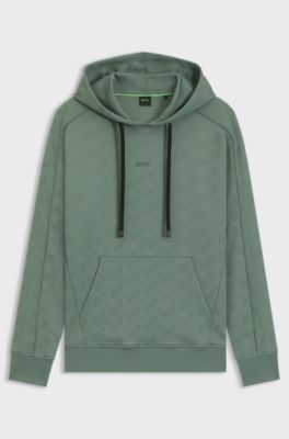 Regular-fit hoodie with quilted jacquard, Light Green