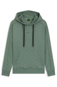 Regular-fit hoodie with quilted jacquard, Light Green