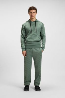 Regular-fit hoodie with quilted jacquard, Light Green