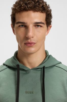 Regular-fit hoodie with quilted jacquard, Light Green