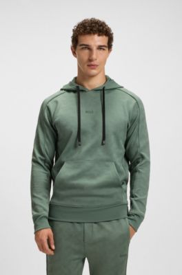 Regular-fit hoodie with quilted jacquard, Light Green