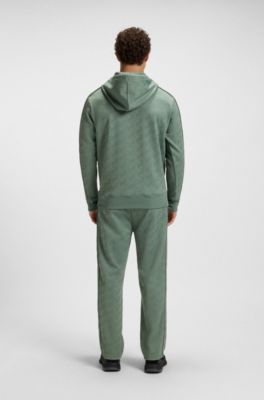 Regular-fit hoodie with quilted jacquard, Light Green